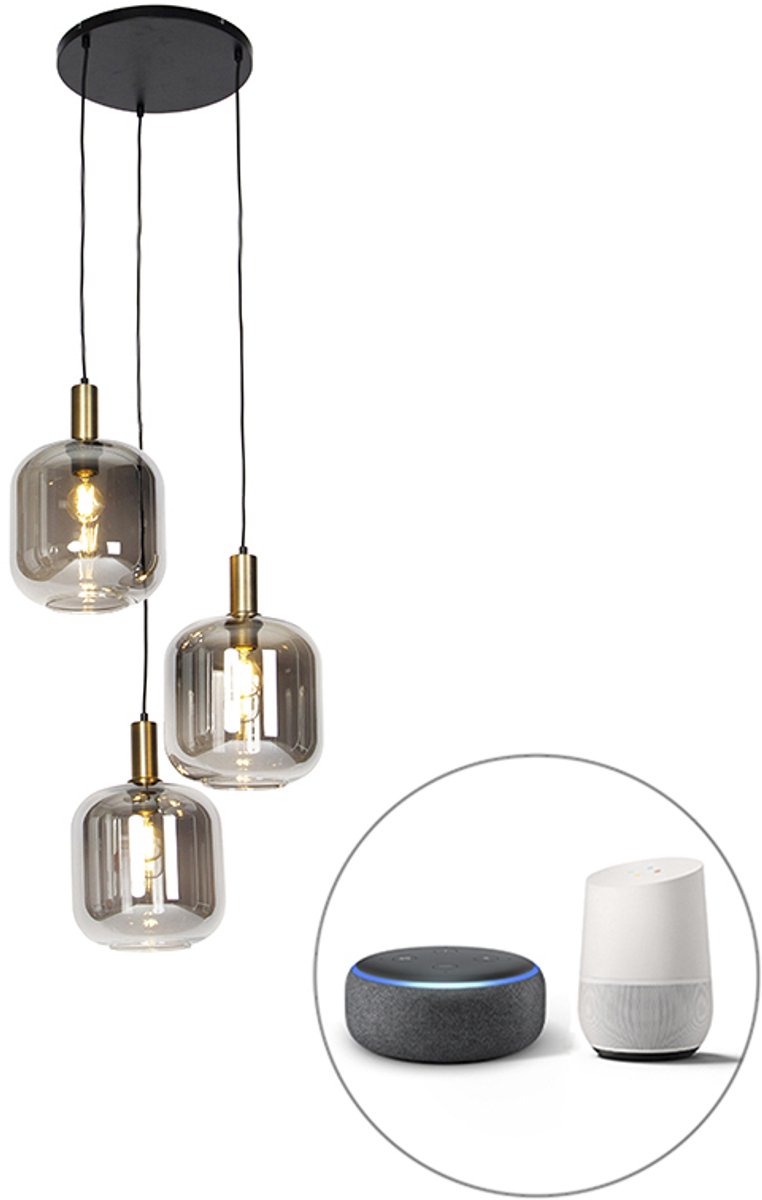 QAZQA zuzanna - Design Dimbare LED Smart Hanglamp eettafel incl. wifi met Dimmer - 3 licht