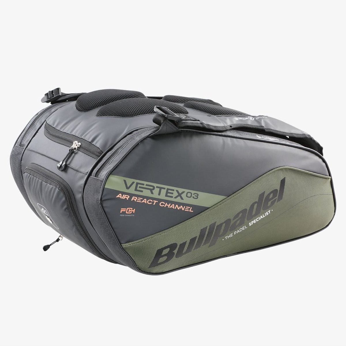 Bullpadel Rackettas Tour zwart, met racketzakken, vak voor kleding of
