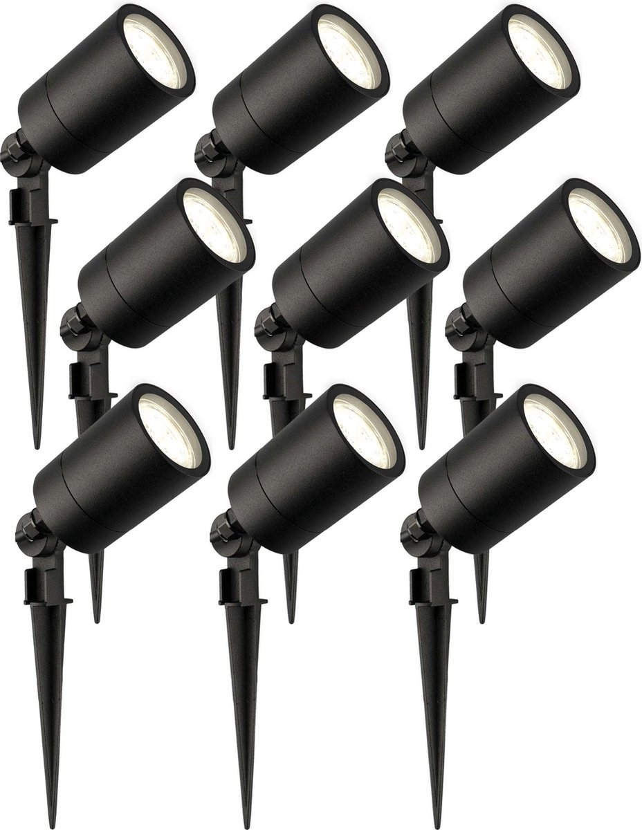 Ledvion - 9X LED Prikspots - 4000K - Zwart - 5W - IP65