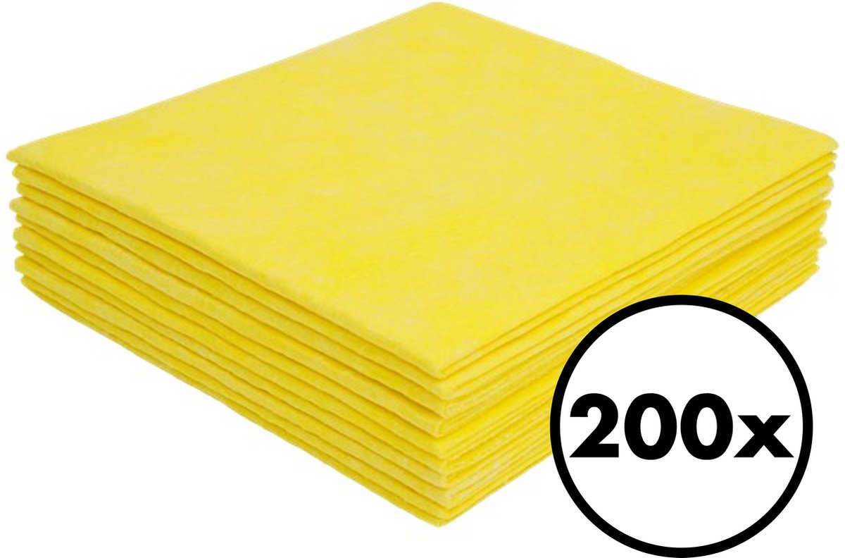 Goedkoopste Huishouddoekjes – 200 Stuks – 38 x 40 cm – Geel – Schoonmaakdoekjes – Gele Schoonmaak Doekjes – Schoonmaakdoeken – Schoonmaak – Schoonmaakspullen – Wasbaar – Huishouden Schoonmaken – Huishoudelijke Artikelen