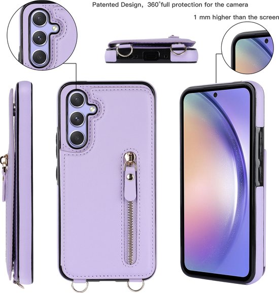 Étui portefeuille pour Samsung Galaxy A54 - Coque arrière 3 en 1 avec porte- cartes 