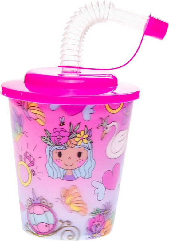 12 STUKS PRINSES 3D Drink Beker met Rietje en Deksel - 250ML - Prinsessen Plastic Bekers - Kinderfeestje - Kinderverjaardag Bekertjes - Traktatie - Uitdeelcadeaus van Qachi. — afbeelding 5