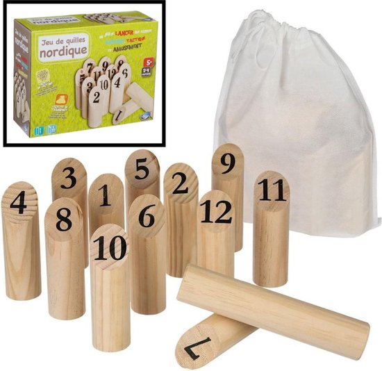 Jeu d'adresse - LZQ - Kit Kubb en bois - Sac de transport inclus - Pour Jeu d'adresse - LZQ - Kit Kubb en bois - Sac de transport inclus - Pour
