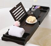 Luxe Bad Plank van Bamboe Hout Verstelbaar Badrek Houders, Badbrug Geschikt voor Telefoon Tablet Boek – Badplank Uitschuifbaar Lang(74 Tot 106 Cm