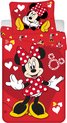 Disney Minnie Mouse Housse de couette Coeur Rouge - Simple - 140 x 200 + 70 x 90 cm - Katoen