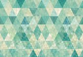 Fotobehang - Vlies Behang - Turquoise driehoeken - Geometrie - 368 x 254 cm