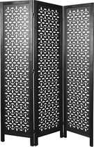 LW Collection Kamerscherm zwart hout - kamerschermen 3 panelen - scheidingswand 170x120cm - paravent kant en klaar