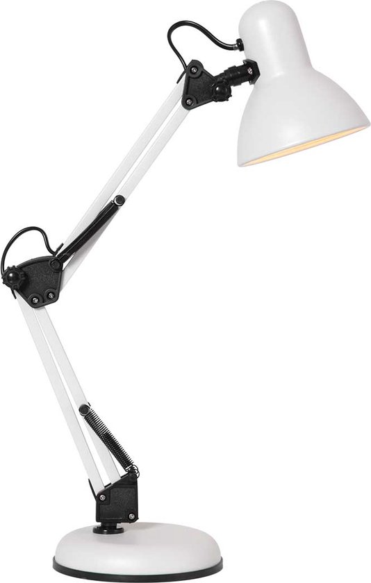 Generator werkloosheid Gloed Retro bureaulamp Study mat wit | 1 lichts | wit | metaal | 55 cm | kantoor  /... | bol.com