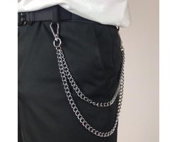 Boasty Broek ketting Sleutelhanger - 2 lagen - Chain belt - ketting - Zilverkleurig - Model 2 - 45CM - Hippie - One size - kerstcadeau