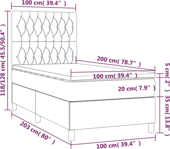 vidaXL Lit à sommier tapissier avec matelas Taupe 100x200 cm Tissu