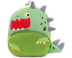BoefieBoef Draak peuter / kleuter rugtas - Dangerous Dragon kinder rugzak - jongens en meisjes - 6 liter - 0 tot 4 jaar oud - dierentas - peuterspeelzaal - opvang - gymtas - speelzaal - bso - baby backpack - schooltas - groen - dino - animal - dier