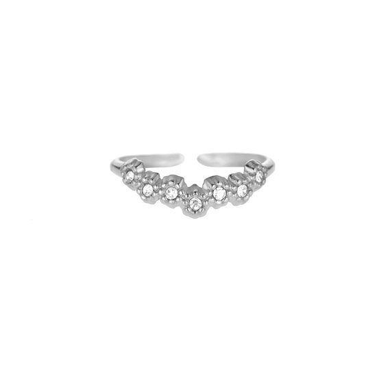 Bijoutheek Ring (Sieraad) Daisy Strass Stenen Crystal (One Size) Zilver