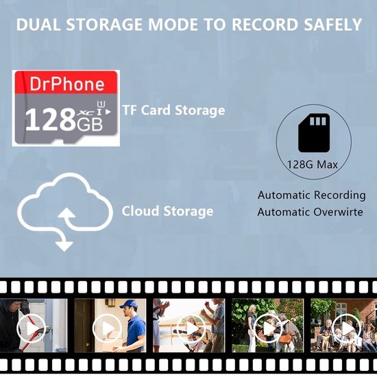 DrPhone LM6-D - Camera Deurbel Met Binnen Bel + MicroSD-Kaart (128GB) Bekabeld - Smartcam Camera Deurbel Met Alexa & Google Assistant - Camera Deurbel Met Mobiele App - Zwart van Merkloos — afbeelding 5