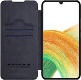 Coque de téléphone adaptée pour Samsung Galaxy A34 5G Case - Qin Leather Case - Flip Cover - Zwart
