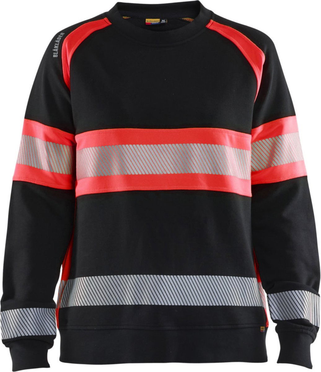 Blaklader 3409-1158 Dames Sweatshirt High Vis - Zwart/High Vis Rood - XS