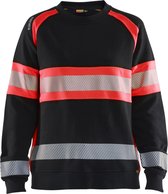 Blaklader 3409-1158 Dames Sweatshirt High Vis - Zwart/High Vis Rood - XS