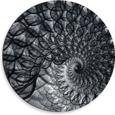 Dibond Muurcirkel - Cirkelvormig Patroon met Zwart, Wit en Grijs - 50x50 cm Foto op Aluminium Muurcirkel (met ophangsysteem)