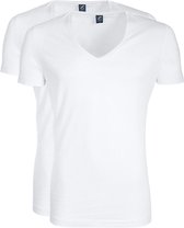 Suitable - Vibamboru T-Shirt Diepe V-Hals Wit 2-Pack - Heren - Slim-fit