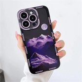 iPhone 14 Hoesje - Shockproof Cover - Purple Mountains Case - Berglandschap - Soft Cover