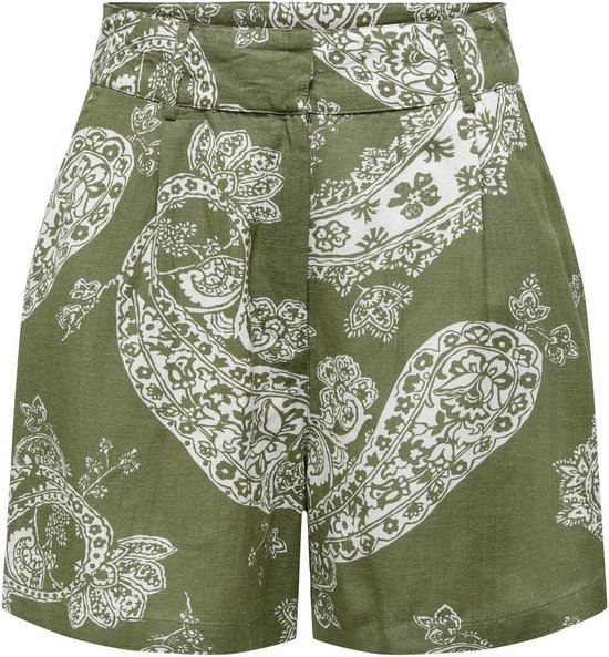 Only Broek Onlbella Linen Hw Tailored Shorts P 15289371 Olive Branch/large Pais Dames Maat - S