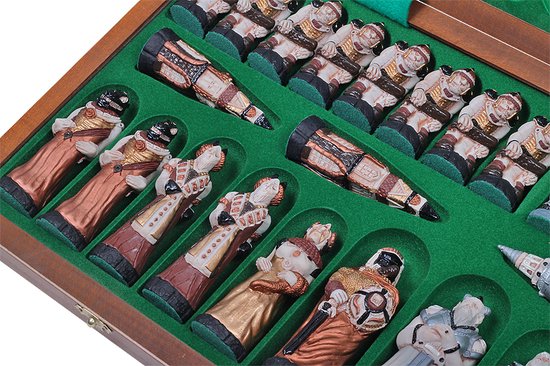 Thumbnail van een extra afbeelding van het spel Fantasy schaakset - Opklapbaar Decoratieve Schaakbord met Schaakstukken - Koning 115mm - Schaakbord 580x240