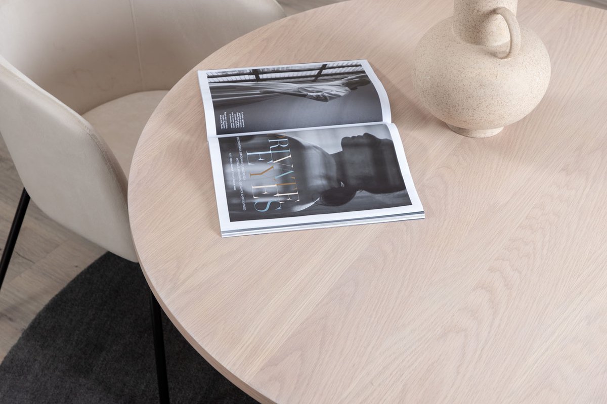 Bianca eetkamertafel Ø110cm eik fineer.