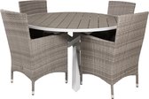 Salon de jardin Parma table Ø140cm et 4 chaise Malin gris.