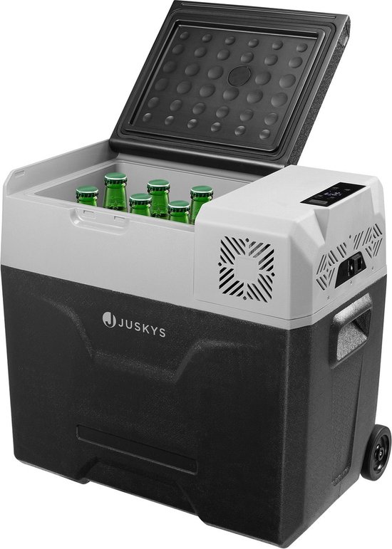 Juskys Elektrische koelbox, 32 liter, 12 V/230 V, voor auto, vrachtwagen, camper, camping, mini-koelkast, koud en warm, thermo-elektrische box, grijs