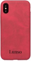 Lunso - ultra dunne backcover hoes - Geschikt voor iPhone X / XS - lederlook rood