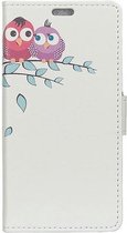 GadgetBay Lederen iPhone XS Max Bookcase Uilen hoesje - Wit Bruin