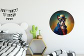 WallCircle - Muurstickers - Behangcirkel - Hond - Kleding - Accessoires - Verf - Portret - 50x50 cm - Muurcirkel - Zelfklevend - Ronde Behangsticker