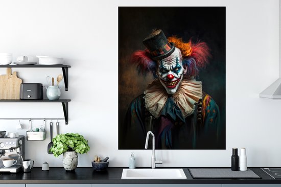 Poster Clown - Chapeau - Collier - Portrait - Clown tueur - 90x120 cm