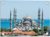 Tuinposter – Sultan Ahmet Moskee aan de Zee van Turkije - 40x30 cm Foto op Tuinposter (wanddecoratie voor buiten en binnen)