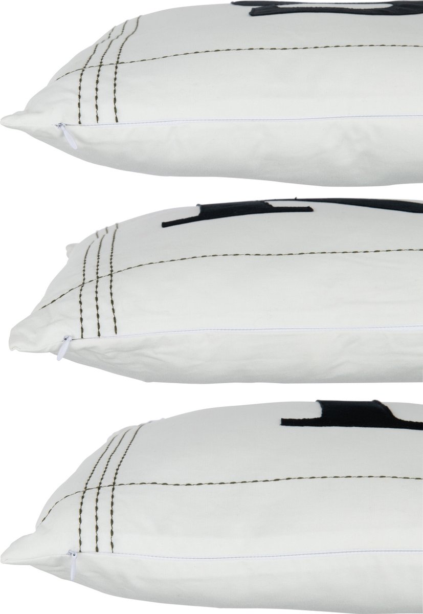 J-Line kussen S-K-I - katoen - wit - 3 stuks Multi