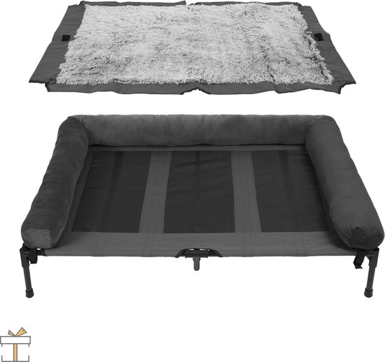 Lit pour chien de Luxe sur pieds - Canapé pour chien XXL - Panier pour animaux - Canapé d'assise 130x90cm - Lit pour chien orthopédique - Chaise longue