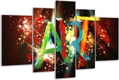 Glasschilderij Abstract - Groen, Rood, Blauw - 170x100cm 5Luik - Foto Op Glas - Geen Acrylglas Schilderij - 6000+ Glasschilderijen Collectie - Wanddecoratie