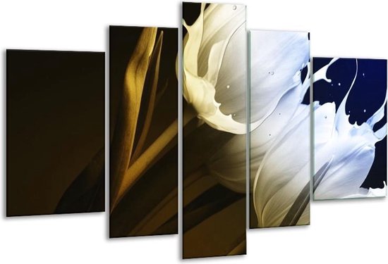 Peinture sur verre tulipe | Blanc, vert, bleu | 170x100cm 5 Liège | Tirage photo sur verre |  F004171
