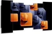 GroepArt - Canvas Schilderij - Art - Oranje, Zwart, Grijs - 150x80cm 5Luik- Groot Collectie Schilderijen Op Canvas En Wanddecoraties