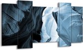 GroepArt - Schilderij - Zand - Blauw, Grijs - 120x65cm 5Luik - Foto Op Canvas - GroepArt 6000+ Schilderijen 0p Canvas Art Collectie - Wanddecoratie