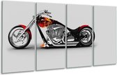 GroepArt - Glasschilderij - Motor - Grijs, Zwart, Oranje - 160x80cm 4Luik - Foto Op Glas - Geen Acrylglas Schilderij - 6000+ Glasschilderijen Collectie - Wanddecoratie