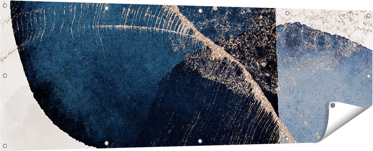 Gards Tuinposter Abstracte Kunst - Marmer met Gloed - 180x60 cm - Tuindoek - Tuindecoratie - Wanddecoratie buiten - Tuinschilderij Multikleur