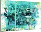 Glasschilderij Natuur - Groen, Blauw, Wit - 120x80cm 3Luik - Foto Op Glas - Geen Acrylglas Schilderij - GroepArt 6000+ Glas Art Collectie - Maatwerk Mogelijk