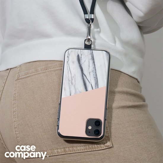 Case Company® - Hoesje met koord geschikt voor Samsung Galaxy A14 hoesje met Koord - A touch of peach - Telefoonhoesje met Zwart Koord - Bescherming aan alle Kanten en Over de Schermrand