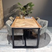 Table à manger rectangulaire en bois de manguier à chevrons 180 cm - Jax