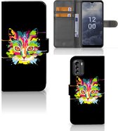 Wallet Book Case Nokia G60 Smartphone Hoesje Cat Color Leuke Verjaardagscadeaus