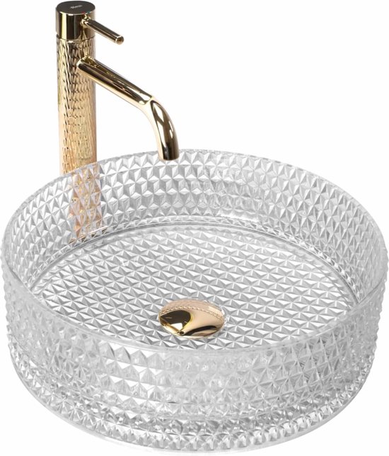 REA Cristal Vasque à poser - Vasque - Ø 35,5 x 11,5 cm - Transparent
