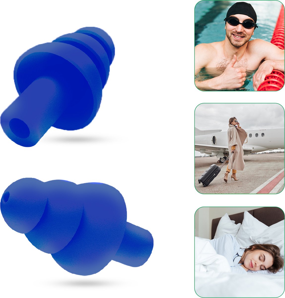Goedkoopste Vardaan Oordoppen Blauw - Earplugs - Gehoorbescherming - Partyplugs - Snurken - Slapen - Herbruikbaar - In handig bewaardoosje - Blauw