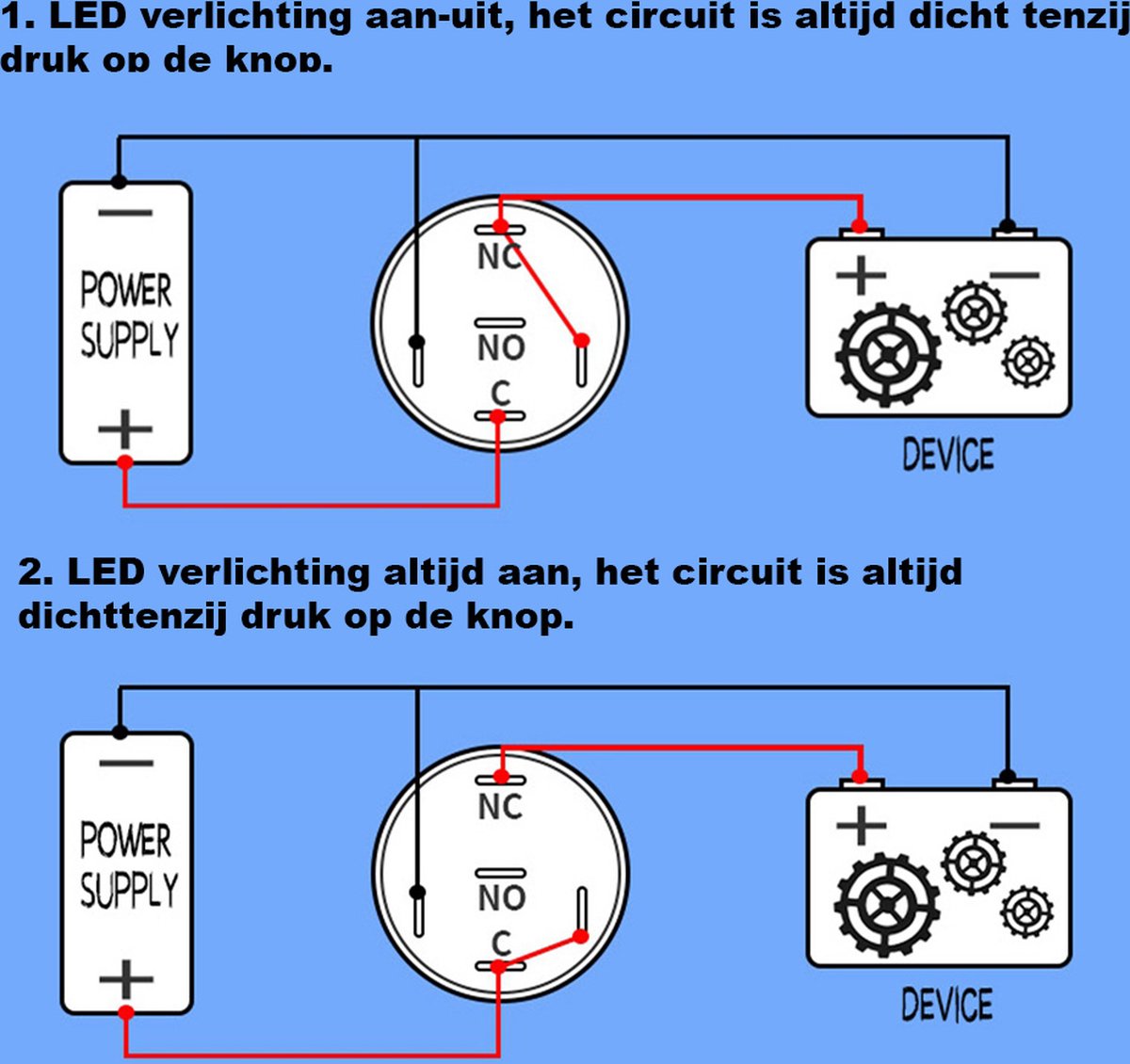 YZWM® Bouton Poussoir Métal 12mm Rond 12V/24V - ON/OFF - Avion