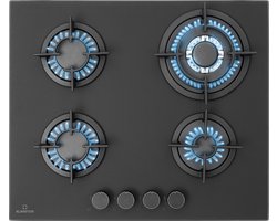 Klarstein Firetale Gaskookplaat - 4-pits - Zelfvoorzienend - 60 cm - Inbouw - Aluminium branders - Aardgas/Propaangas - Veiligheidsventiel - Automatische uitschakeling - Gietijzeren pannendrager - Zwart