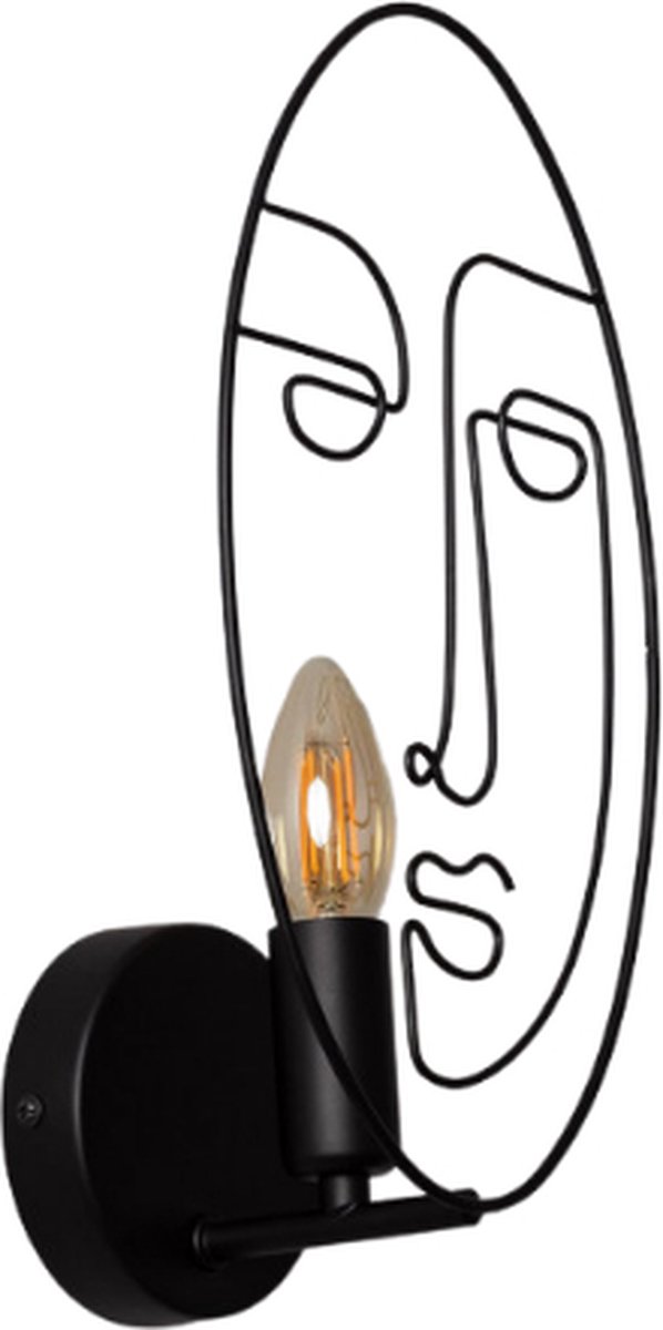Bussandri - Moderne Wandlamp - Metaal - Modern - E14 - L:17cm - Voor Binnen - Woonkamer - Eetkamer - Slaapkamer - Wandlampen - Zwart